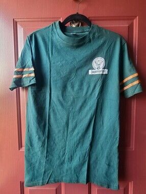 Jaegermeister Shirt 0 F's Given,  Dark Green & Gold Stripe SIze M -NEW